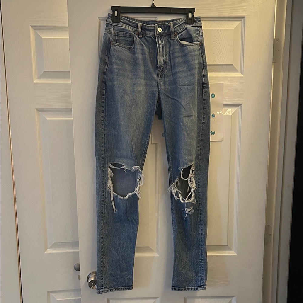 American Eagle Outfitters Ripped Blue Boyfriend Jeans